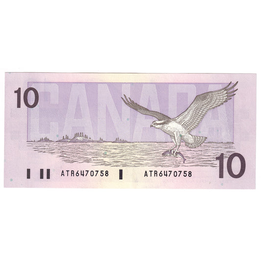 BC-57a 1989 Canada $10 Thiessen-Crow, ATR, Almost Uncirculated (AU50)