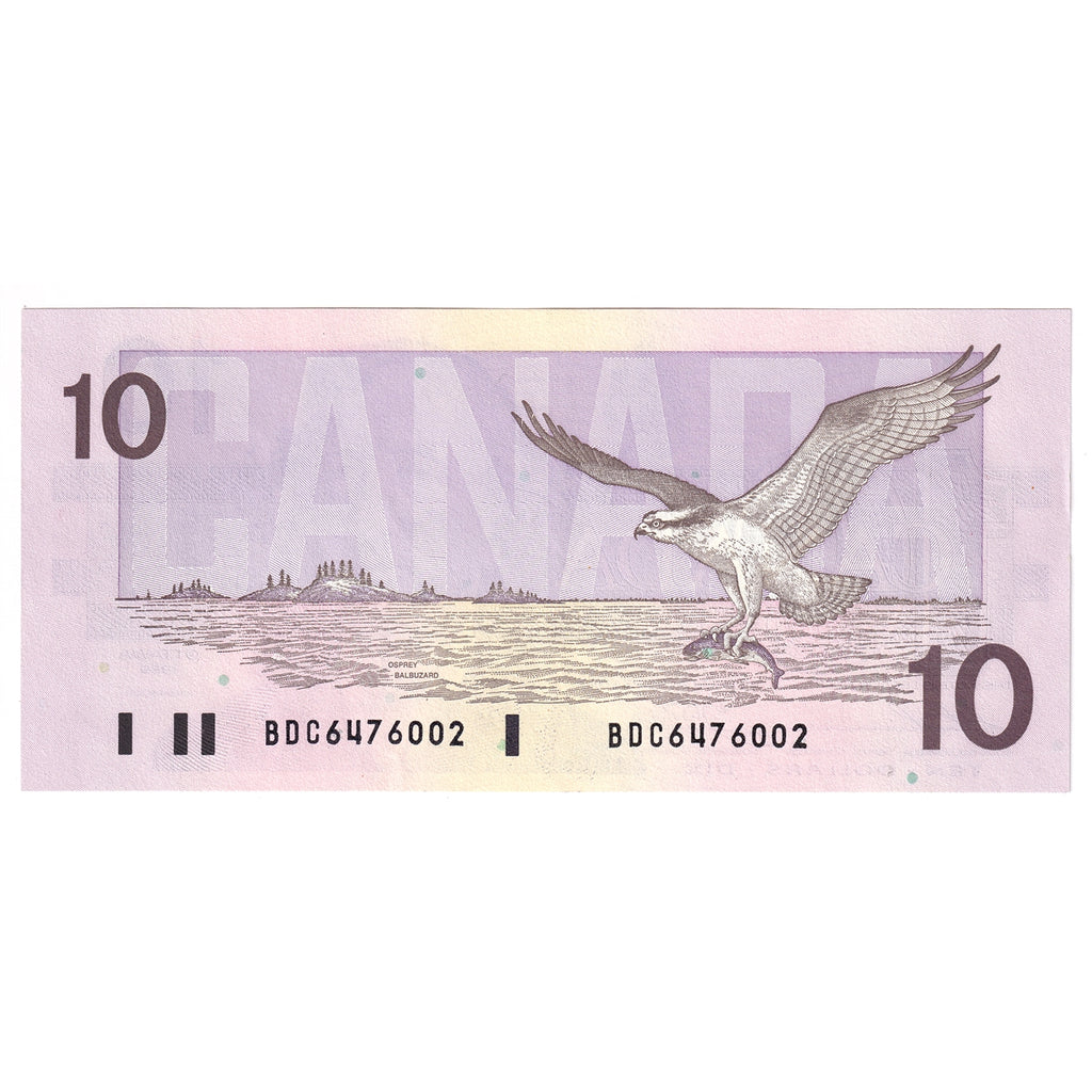 BC-57a 1989 Canada $10 Thiessen-Crow, BDC, Almost Uncirculated (AU50)