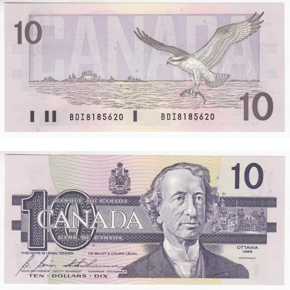 BC-57b 1989 Canada $10 Bonin-Thiessen, BDI, Choice Uncirculated (CUNC63)