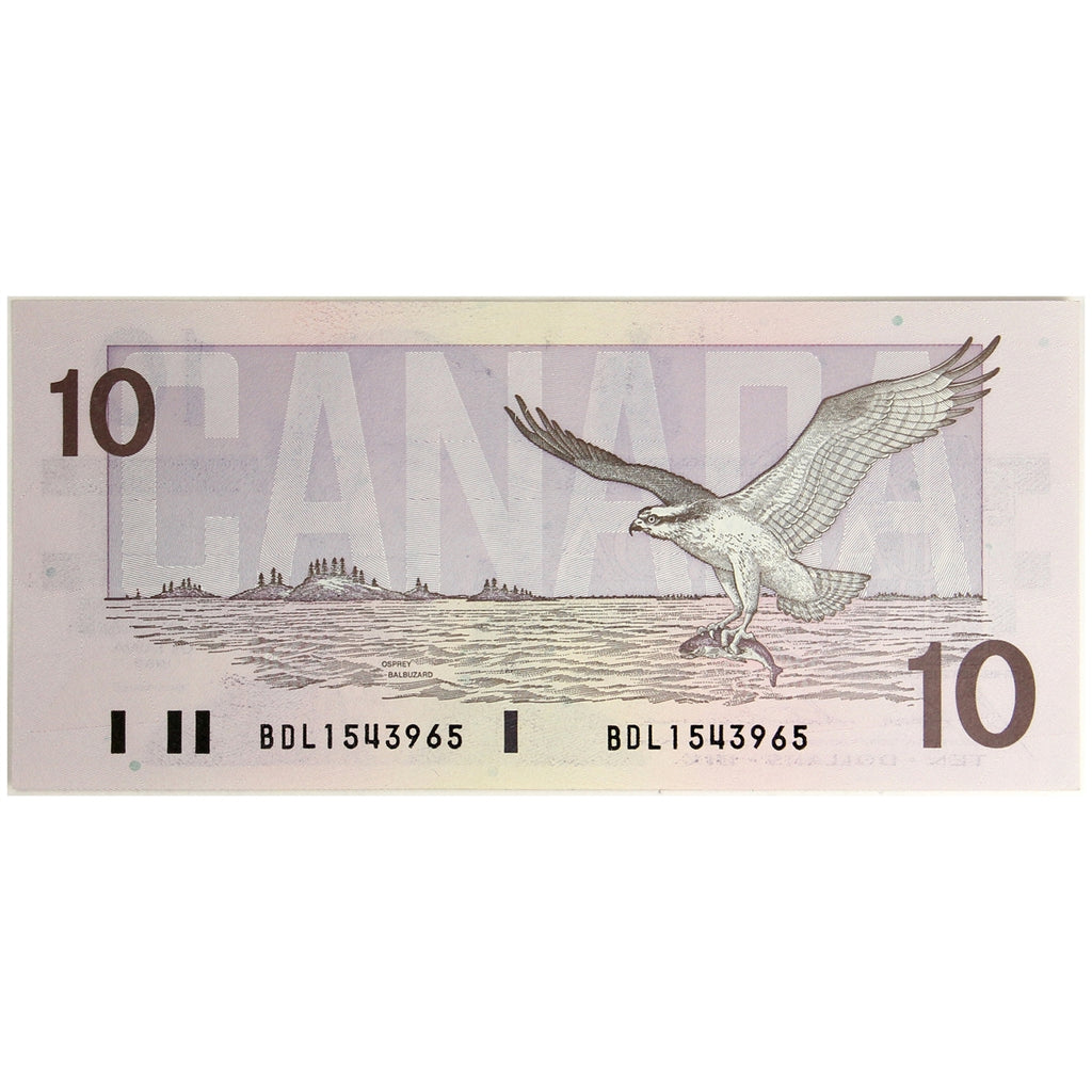 BC-57b 1989 Canada $10 Bonin-Thiessen, BDL, AU-UNC (AU55)