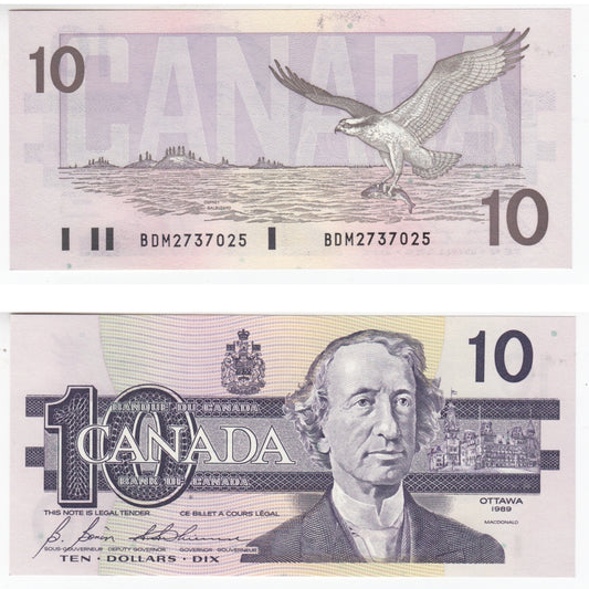 BC-57b 1989 Canada $10 Bonin-Thiessen, BDM, CUNC