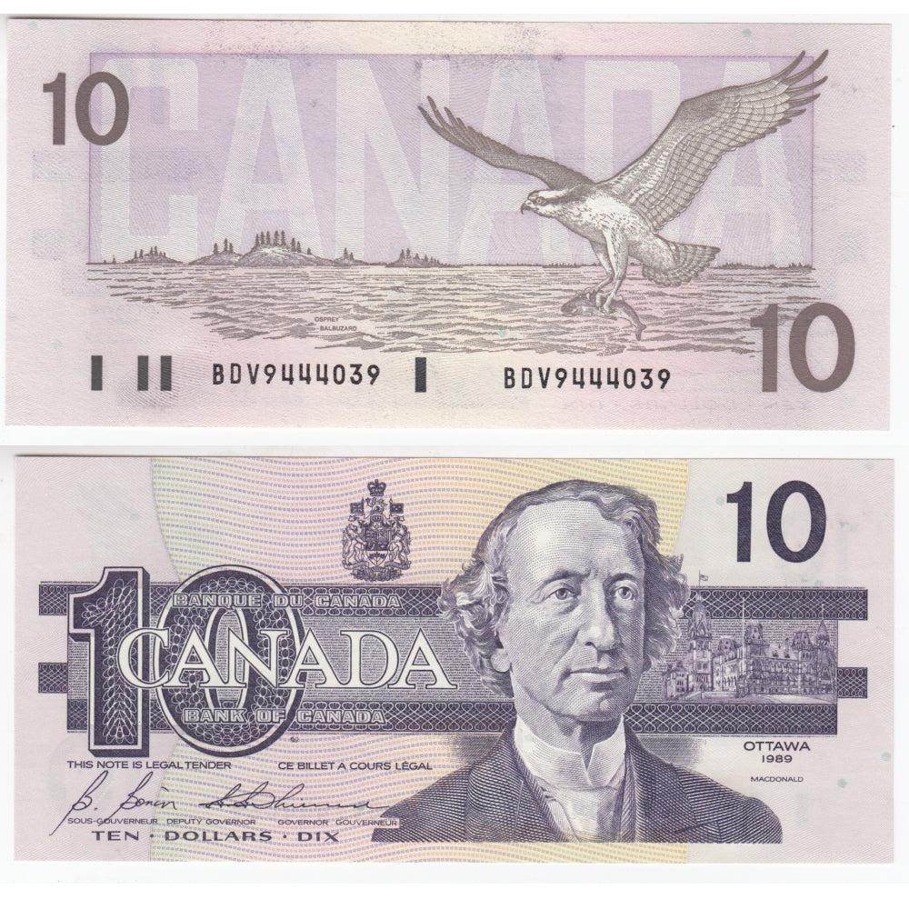 BC-57b 1989 Canada $10 Bonin-Thiessen, BDV, Choice Uncirculated (CUNC63)