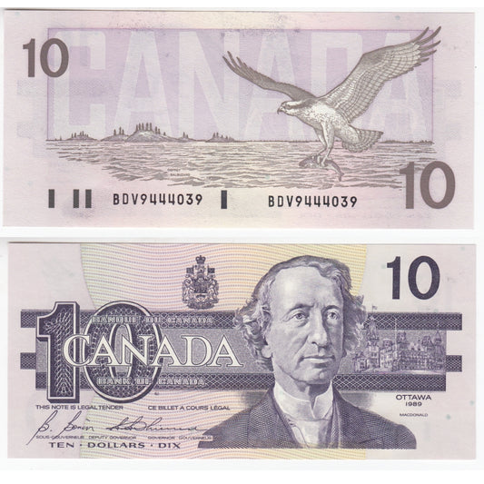 BC-57b 1989 Canada $10 Bonin-Thiessen, BDV, Choice Uncirculated (CUNC63)