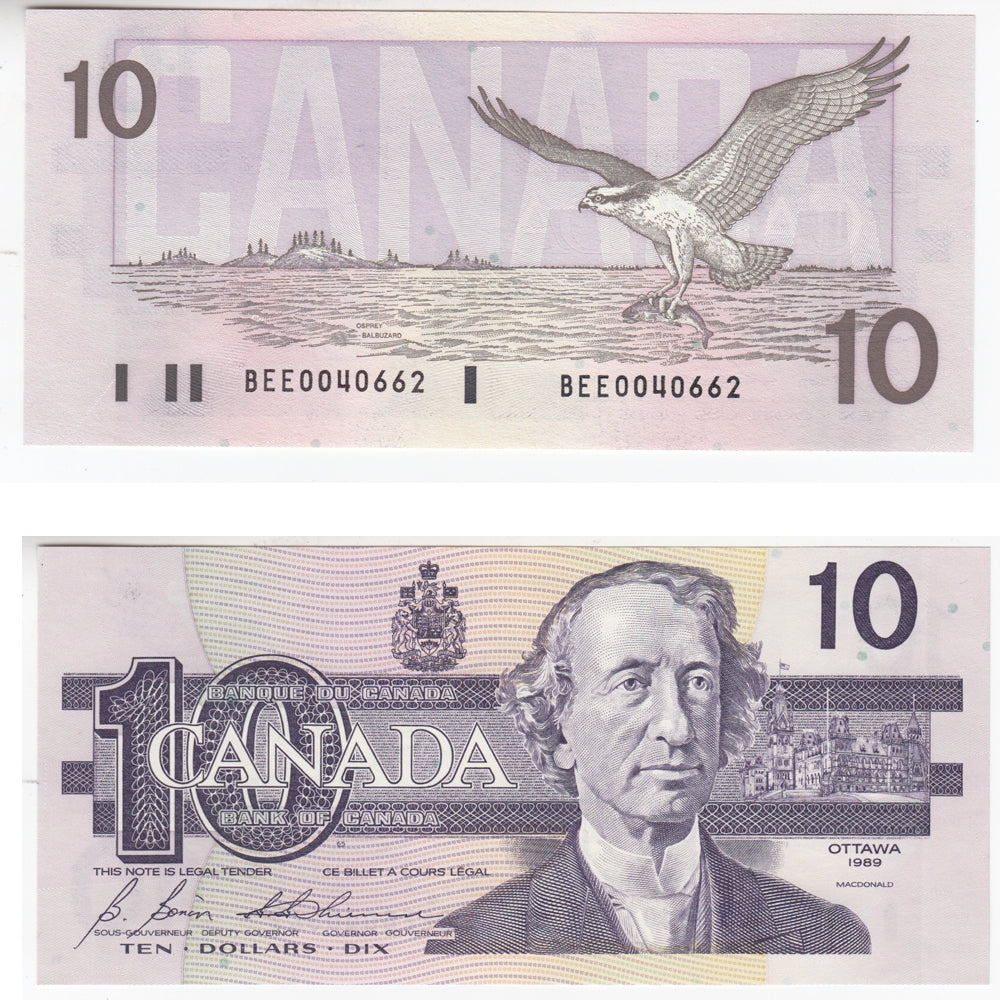 BC-57b 1989 Canada $10 Bonin-Thiessen, BEE, Choice Uncirculated (CUNC63)