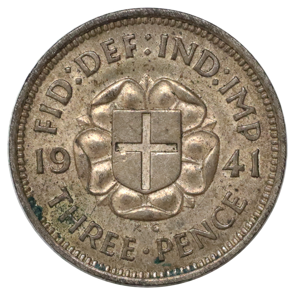 Great Britain 1941 Silver 3 Pence Almost Uncirculated (AU50)