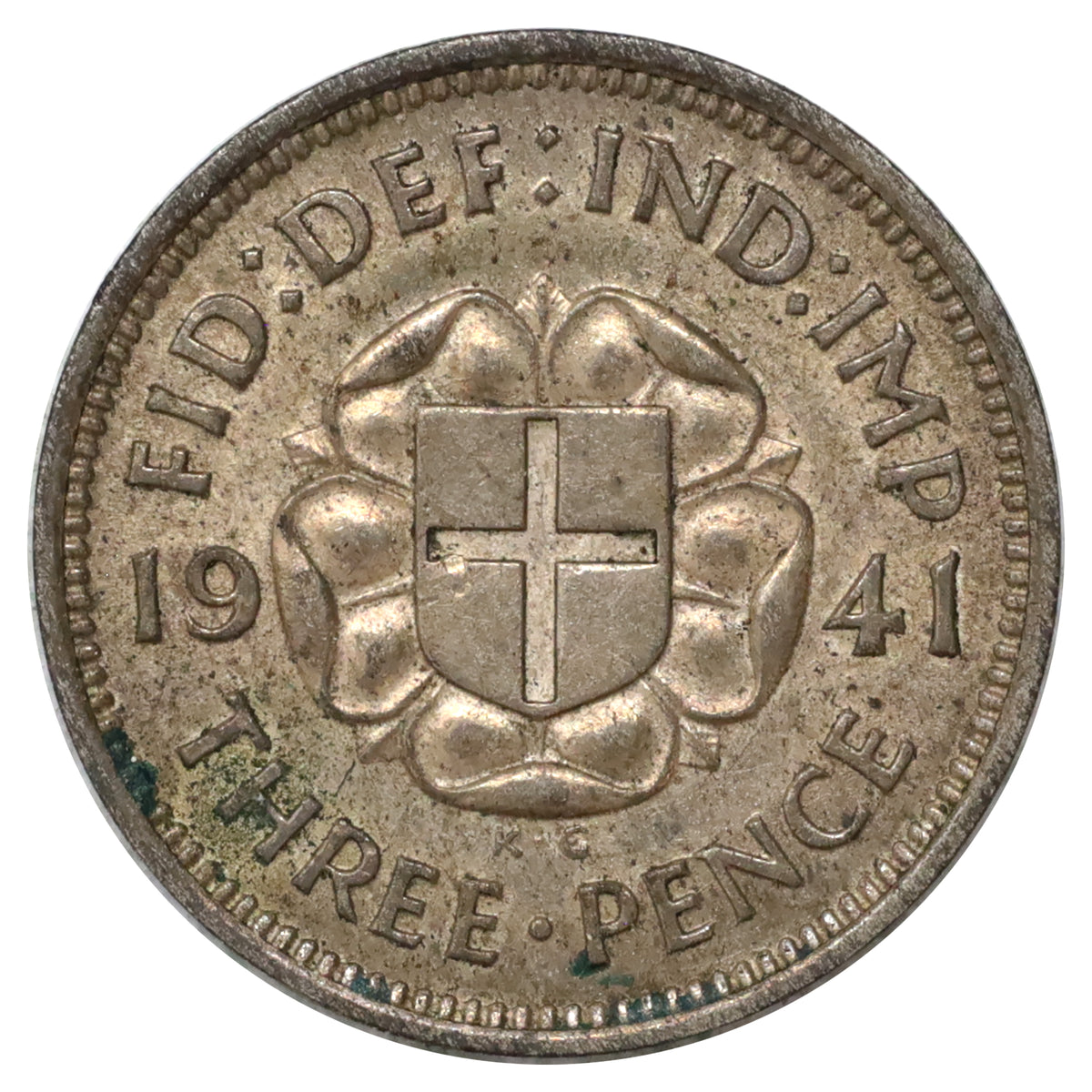 Great Britain 1941 Silver 3 Pence Almost Uncirculated (AU50)