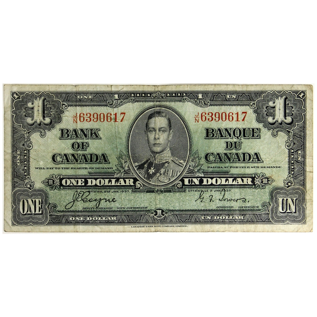 BC-21d 1937 Canada $1 Coyne-Towers, J/N, F