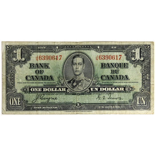BC-21d 1937 Canada $1 Coyne-Towers, J/N, F