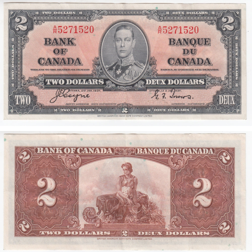 BC-22c 1937 Canada $2 Coyne-Towers, A/R, VF-EF (VF30)