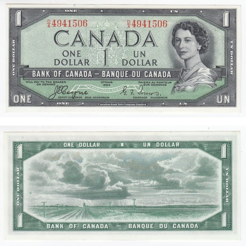 BC-29a 1954 Canada $1 Coyne-Towers, Devil's Face, D/A, Uncirculated (MS60)