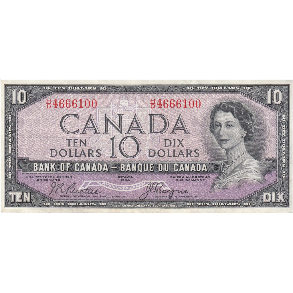 BC-32b 1954 Canada $10 Beattie-Coyne, Devil's Face, H/D, Extra Fine (EF40)