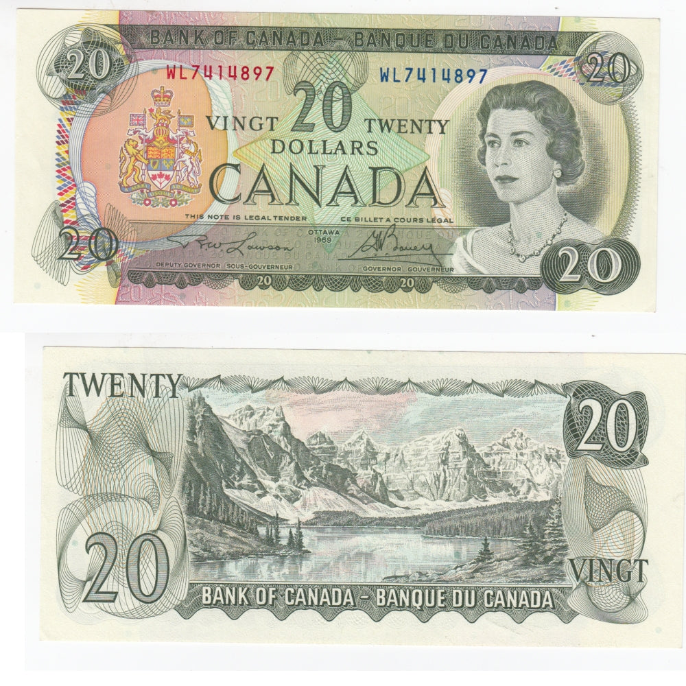 BC-50b 1969 Canada $20 Lawson-Bouey, WL, AU-UNC (AU55)
