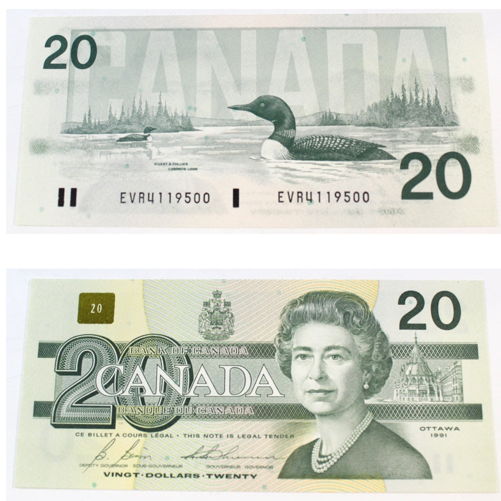 BC-58b 1991 Canada $20 Bonin-Thiessen, EVR, Choice Uncirculated (CUNC63)