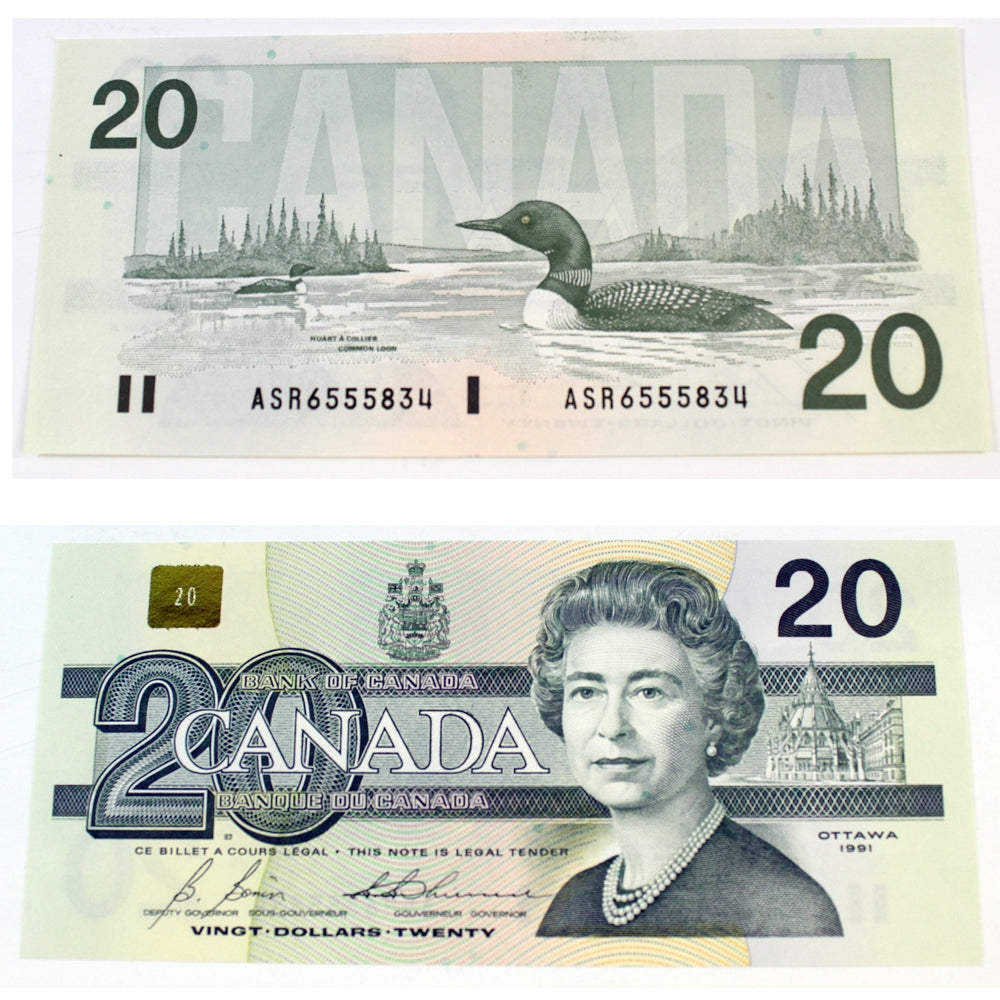 BC-58b-i 1991 Canada $20 Bonin-Thiessen, ASR, Choice Uncirculated (CUNC63)