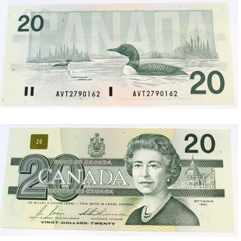 BC-58b-i 1991 Canada $20 Bonin-Thiessen, AVT, Choice Uncirculated (CUNC63)
