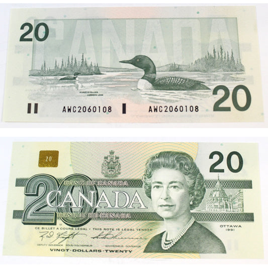 BC-58c 1991 Canada $20 Knight-Thiessen, AWC, CUNC