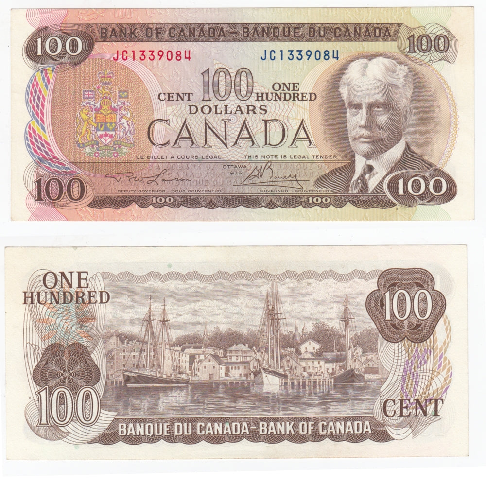 BC-52a 1975 Canada $100 Lawson-Bouey, JC, AU-UNC (AU55)