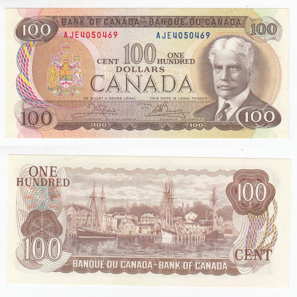 BC-52b 1975 Canada $100 Crow-Bouey, AJE, AU-UNC (AU55)