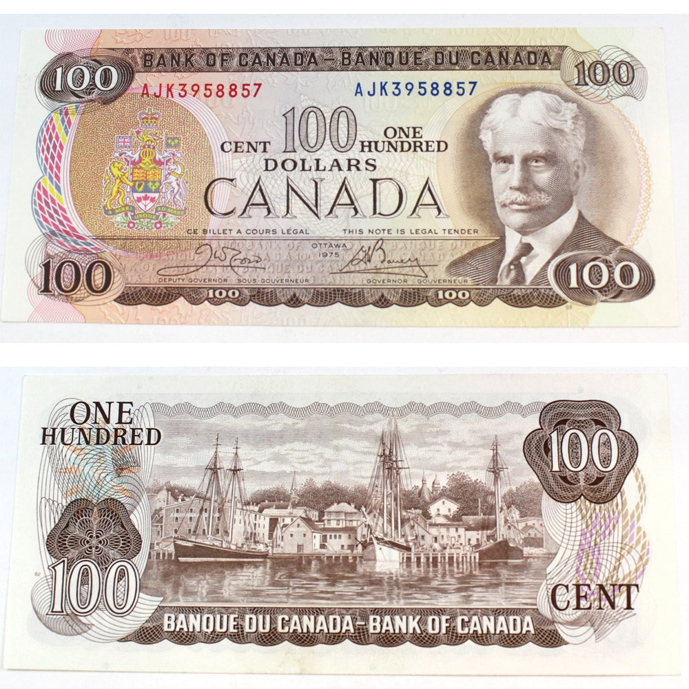 BC-52b 1975 Canada $100 Crow-Bouey, AJK, Uncirculated (MS60)