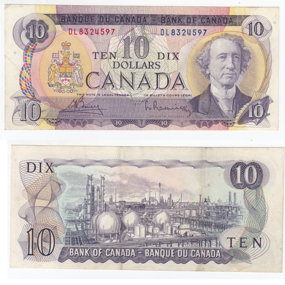 BC-49b 1971 Canada $10 Bouey-Rasminsky, DL, Extra Fine (EF40)