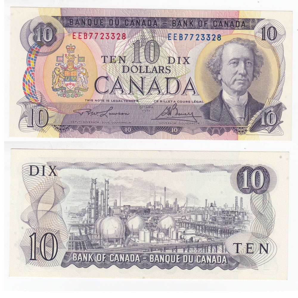 BC-49c-i 1971 Canada $10 Lawson-Bouey, EEB, Uncirculated (MS60)