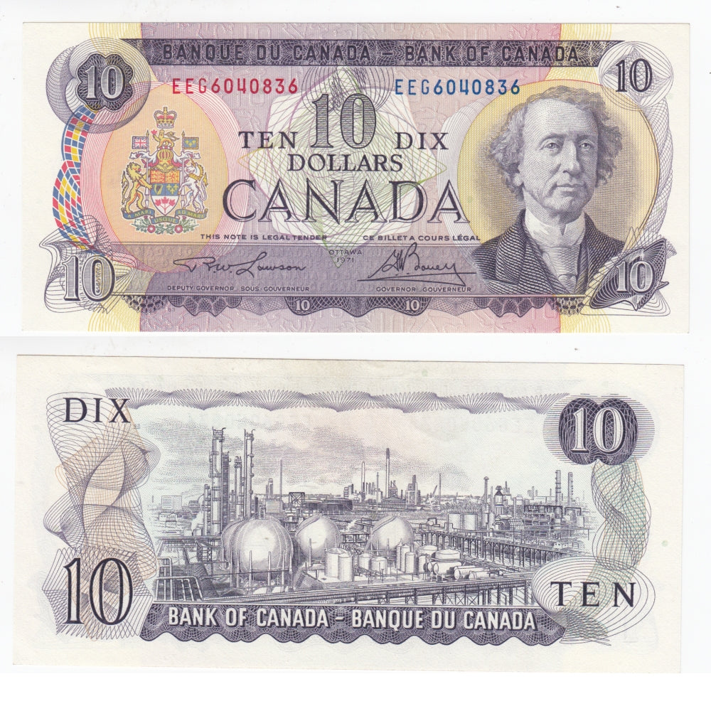 BC-49c-i 1971 Canada $10 Lawson-Bouey, EEG, AU-UNC (AU55)