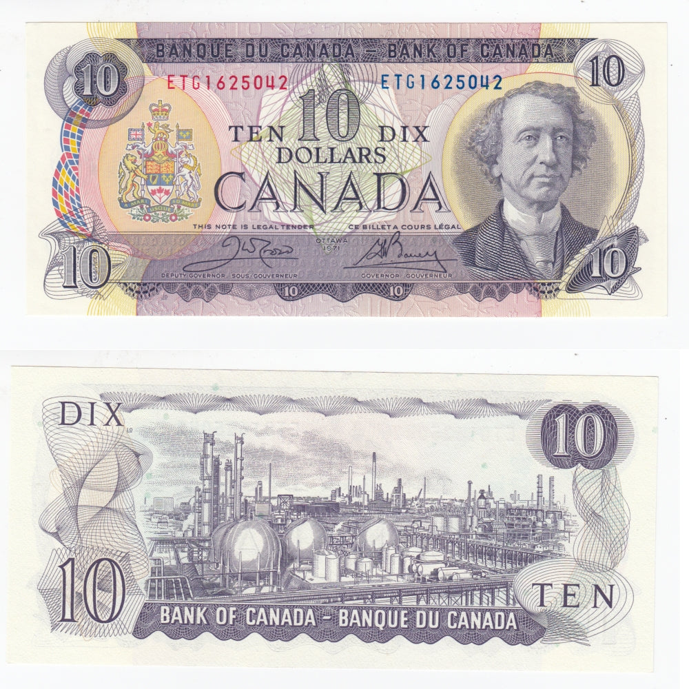 BC-49d 1971 Canada $10 Crow-Bouey, ETG, AU-UNC (AU55)