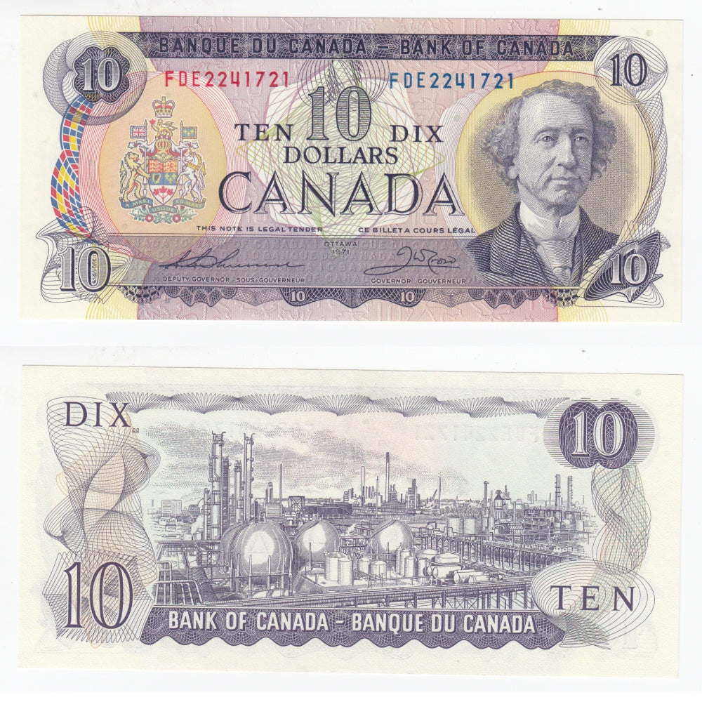 BC-49e 1971 Canada $10 Thiessen-Crow, FDE, Choice Uncirculated (CUNC63)