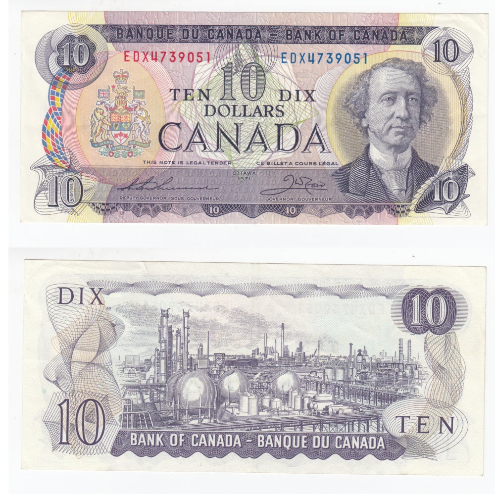 BC-49eA 1971 Canada $10 Thiessen-Crow, EDX, VF-EF (VF30)