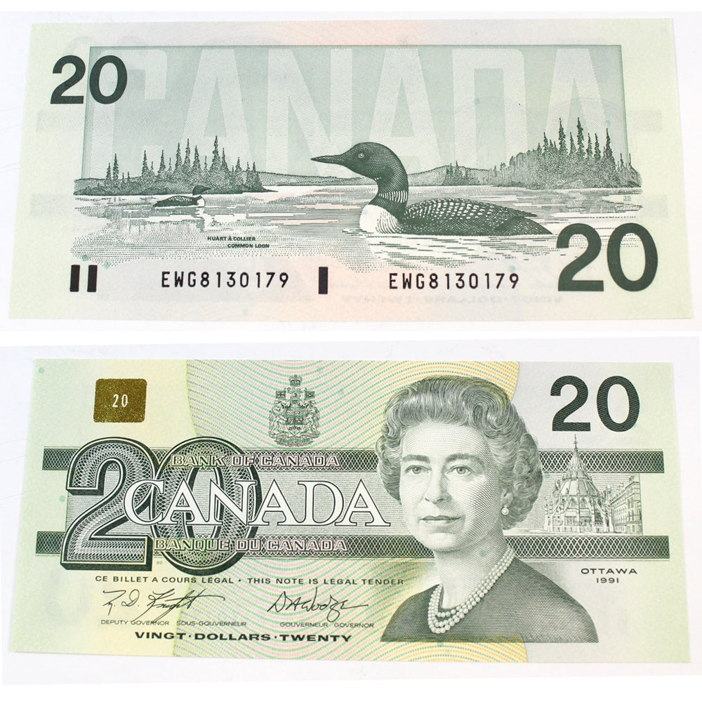 BC-58d 1991 Canada $20 Knight-Dodge, EWG, Uncirculated (MS60)