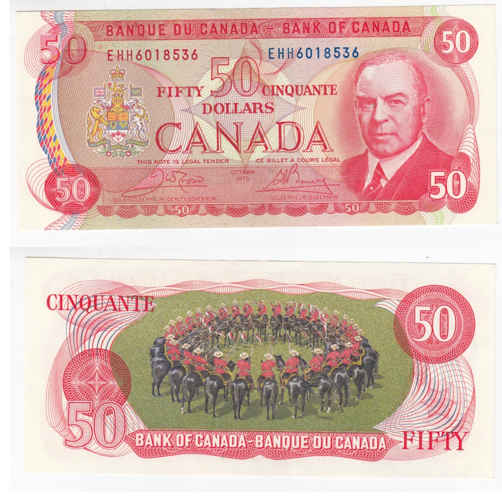 BC-51b 1975 Canada $50 Crow-Bouey, EHH, AU-UNC (AU55)