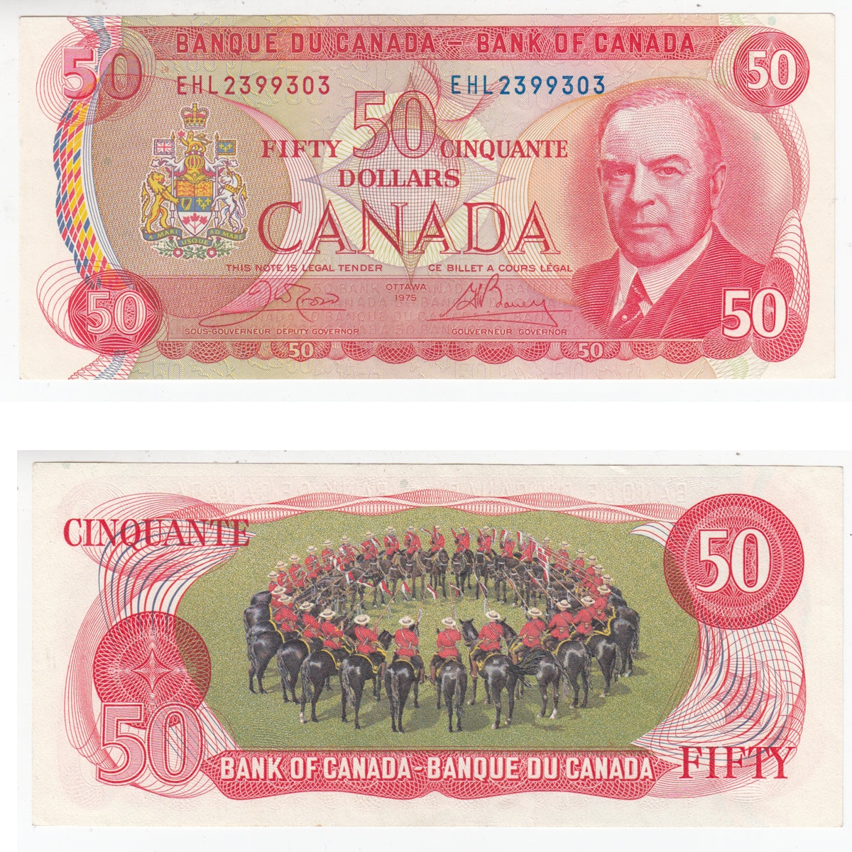 BC-51b 1975 Canada $50 Crow-Bouey, EHL, AU-UNC (AU55)