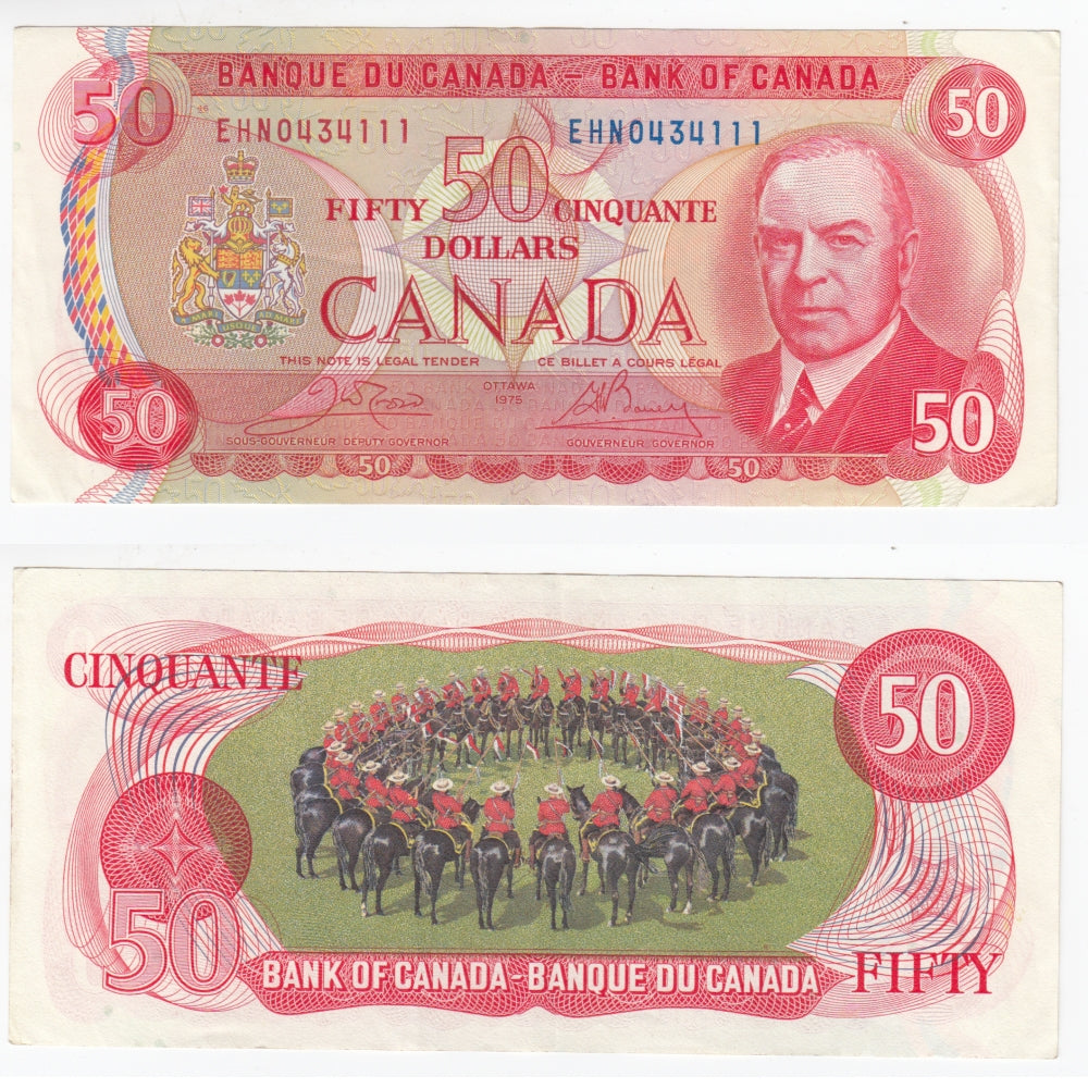 BC-51b 1975 Canada $50 Crow-Bouey, EHN, Extra Fine (EF40)