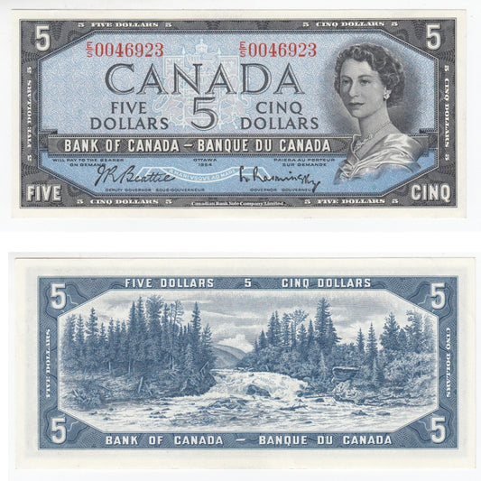 BC-39b 1954 Canada $5 Beattie-Rasminsky, E/S, AU