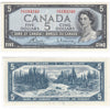 BC-39c 1954 Canada $5 Bouey-Rasminsky, V/X, Almost Uncirculated (AU50)