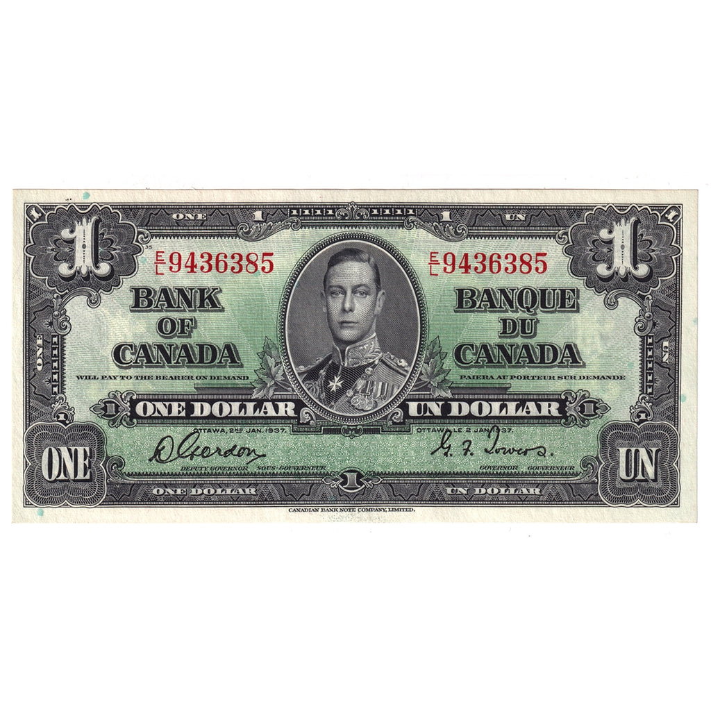 BC-21c 1937 Canada $1 Gordon-Towers, E/L, AU-UNC (AU55)