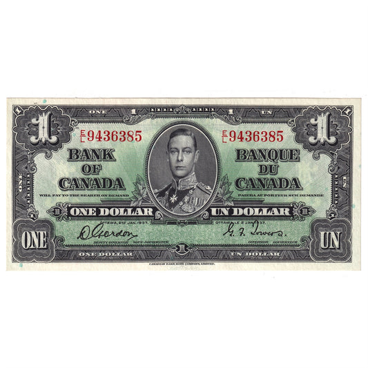 BC-21c 1937 Canada $1 Gordon-Towers, E/L, AU-UNC (AU55)