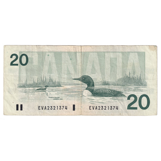 BC-58b-ii 1991 Canada $20 Bonin-Thiessen, EVA, No Back Position Number, CIRC