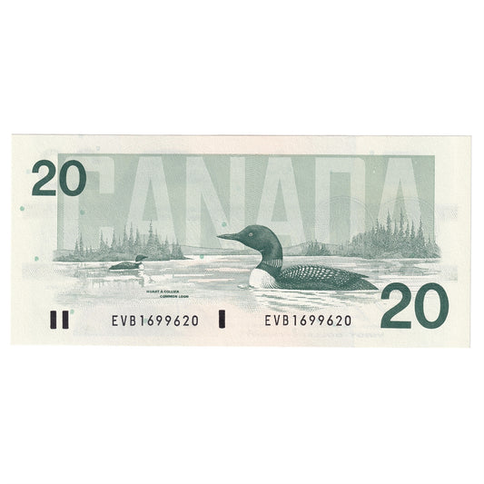 BC-58b-ii 1991 Canada $20 Bonin-Thiessen, EVB, No Back Position Number, UNC