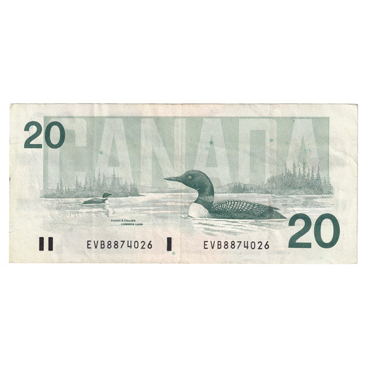 BC-58b-ii 1991 Canada $20 Bonin-Thiessen, EVB, No Back Position Number, CIRC
