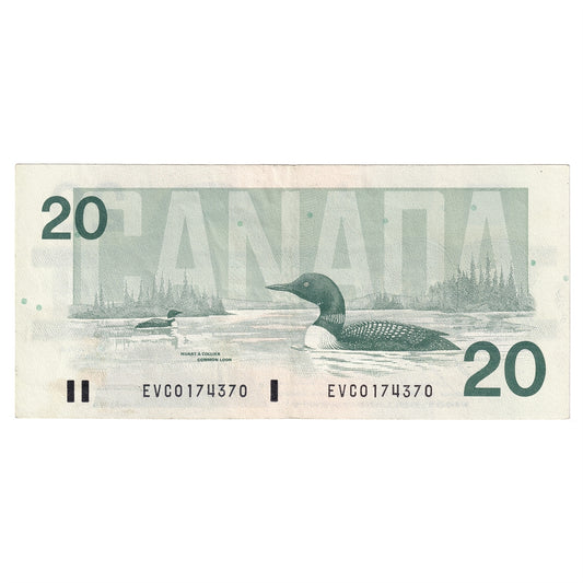 BC-58b-ii 1991 Canada $20 Bonin-Thiessen, EVC, No Back Position Number, CIRC