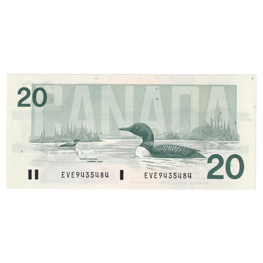 BC-58b-ii 1991 Canada $20 Bonin-Thiessen, EVE, No Back Position Number, CUNC