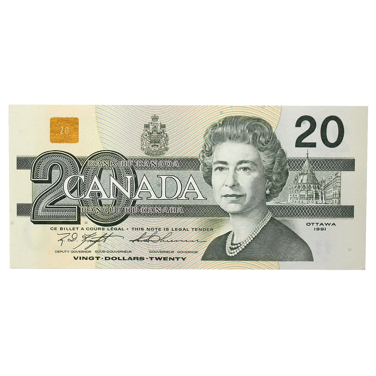 BC-58c 1991 Canada $20 Knight-Thiessen, AWF, Almost Uncirculated (AU50)