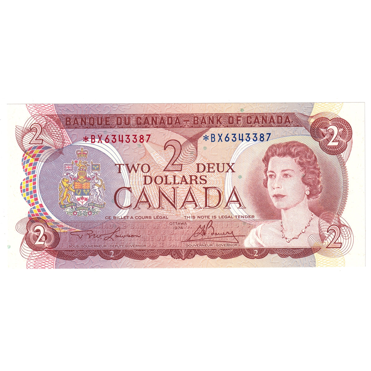 BC-47aA 1974 Canada $2 Lawson-Bouey, *BX, AU-UNC (AU55)