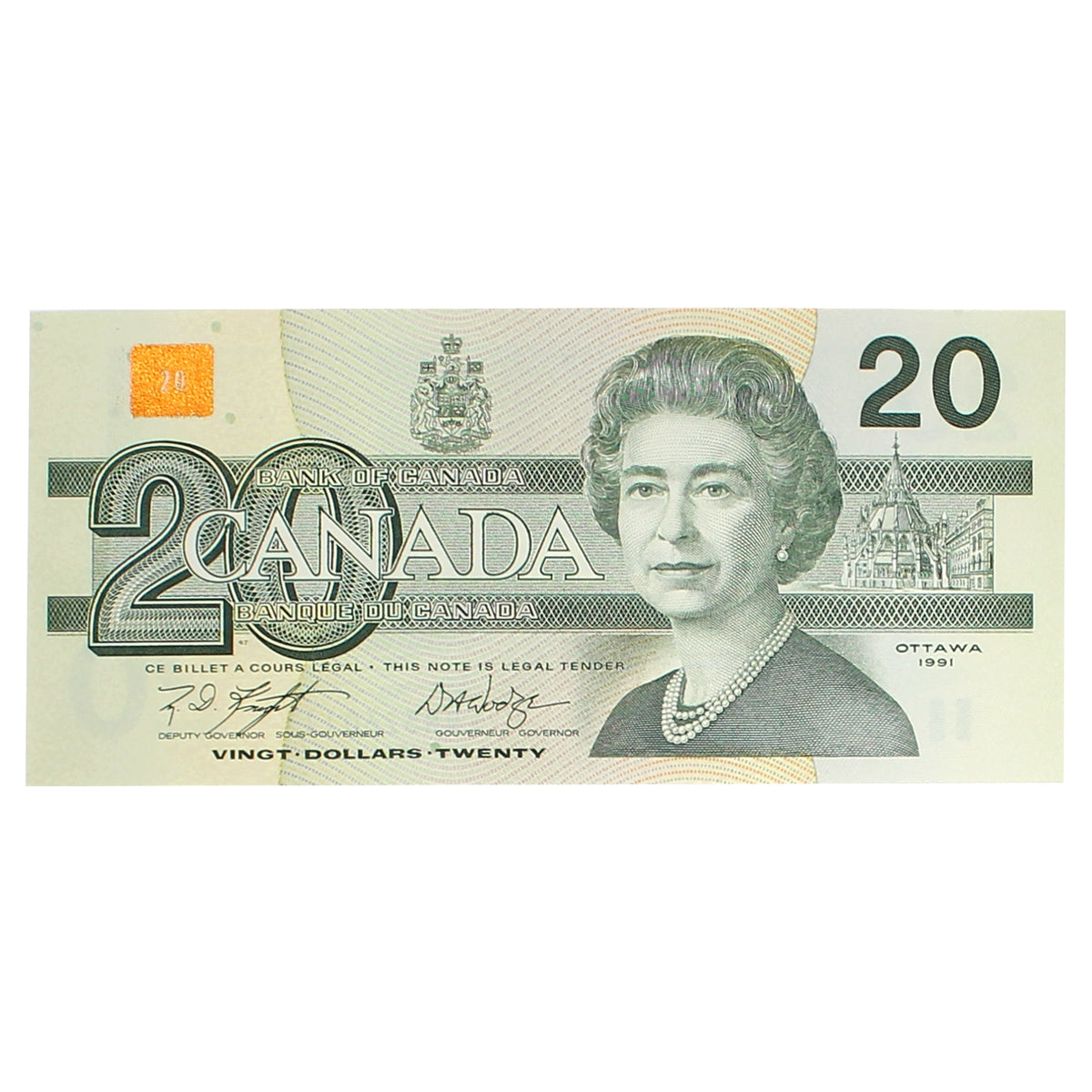BC-58d 1991 Canada $20 Knight-Dodge, EWR, Choice Uncirculated (CUNC63)