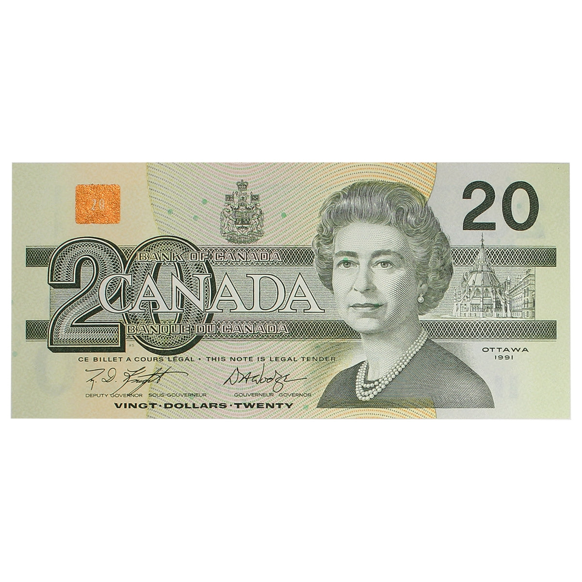 BC-58dA 1991 Canada $20 Knight-Dodge, EWP (3.888-3.978), Choice Uncirculated (CUNC63)