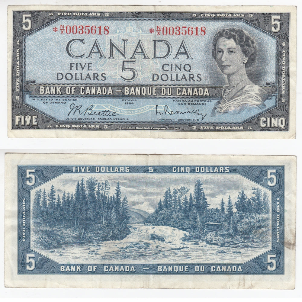 BC-39bA 1954 Canada $5 Beattie-Rasminsky, *N/X, VF
