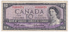 BC-40b 1954 Canada $10 Beattie-Rasminsky, H/T, F-VF (F15)