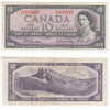 BC-40b 1954 Canada $10 Beattie-Rasminsky, H/V, Very Fine (VF20)