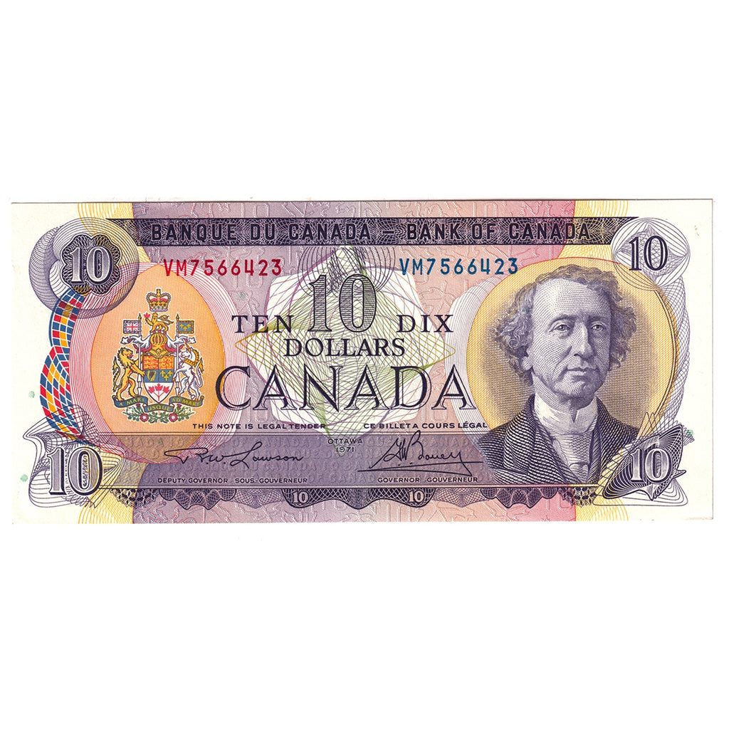 BC-49c 1971 Canada $10 Lawson-Bouey, VM, Almost Uncirculated (AU50)